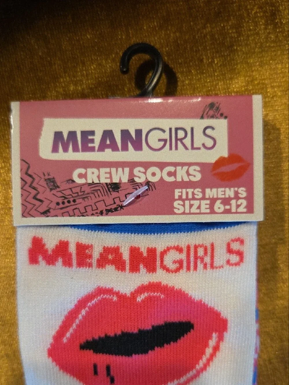 Mean Girls White & Pink Crew Socks - Get in Loser Design